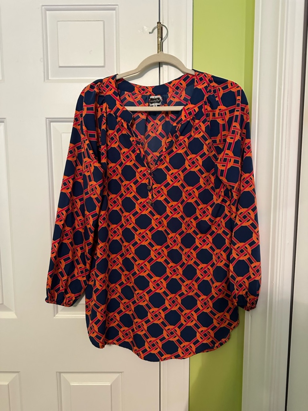 MudPie Geometric Print Tunic Blouse Size Medium